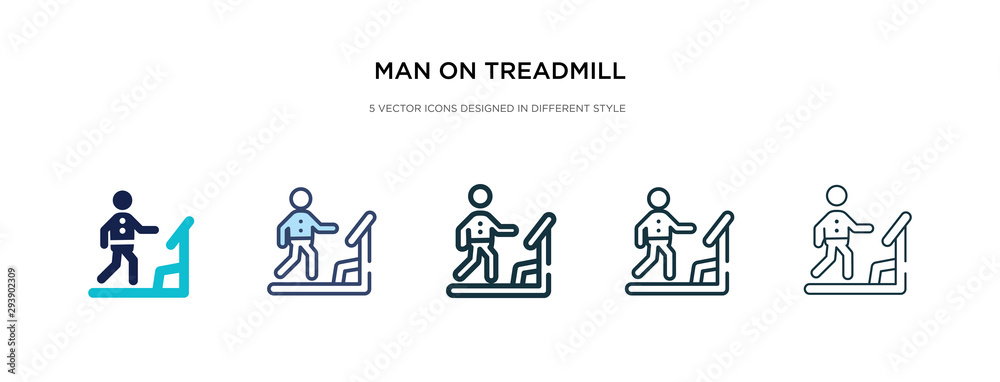 man on treadmill icon in different style vector illustration. two colored and black man on treadmill vector icons designed in filled, outline, line and stroke style can be used for web, mobile, ui man on treadmill icon in different style vector illustration. two colored and black man on treadmill vector icons designed in filled, outline, line and stroke style can be used for web, mobile, ui