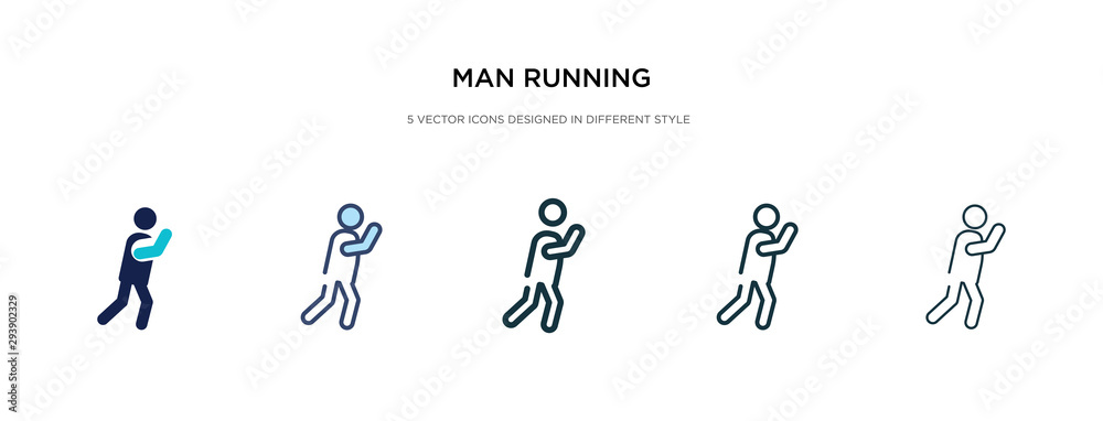 man running icon in different style vector illustration. two colored and black man running vector icons designed in filled, outline, line and stroke style can be used for web, mobile, ui man running icon in different style vector illustration. two colored and black man running vector icons designed in filled, outline, line and stroke style can be used for web, mobile, ui