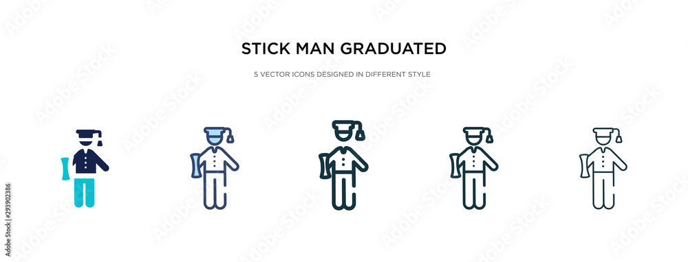 stick man graduated icon in different style vector illustration. two colored and black stick man graduated vector icons designed in filled, outline, line and stroke style can be used for web, stick man graduated icon in different style vector illustration. two colored and black stick man graduated vector icons designed in filled, outline, line and stroke style can be used for web,