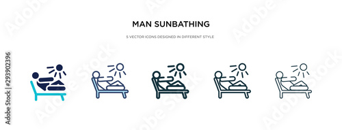 man sunbathing icon in different style vector illustration. two colored and black man sunbathing vector icons designed in filled, outline, line and stroke style can be used for web, mobile, ui