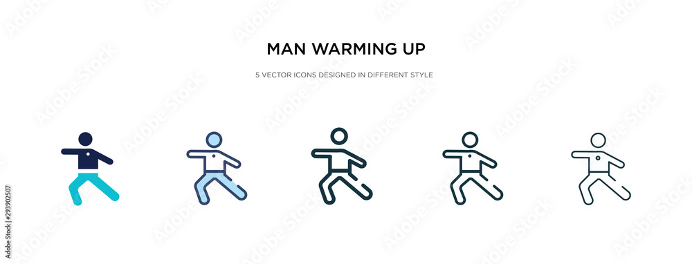 man warming up icon in different style vector illustration. two colored and black man warming up vector icons designed in filled, outline, line and stroke style can be used for web, mobile, ui man warming up icon in different style vector illustration. two colored and black man warming up vector icons designed in filled, outline, line and stroke style can be used for web, mobile, ui