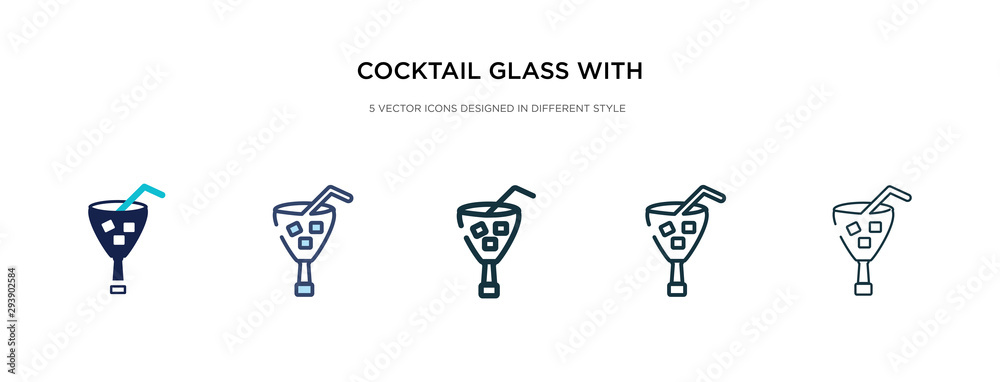 cocktail glass with ice cube icon in different style vector illustration. two colored and black cocktail glass with ice cube vector icons designed in filled, outline, line and stroke style can be cocktail glass with ice cube icon in different style vector illustration. two colored and black cocktail glass with ice cube vector icons designed in filled, outline, line and stroke style can be