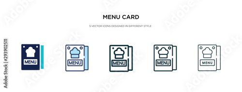 menu card icon in different style vector illustration. two colored and black menu card vector icons designed in filled, outline, line and stroke style can be used for web, mobile, ui © zaurrahimov
