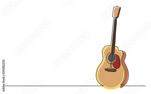 continuous line drawing of acoustic guitar