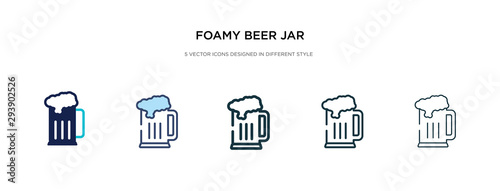 foamy beer jar icon in different style vector illustration. two colored and black foamy beer jar vector icons designed in filled, outline, line and stroke style can be used for web, mobile, ui