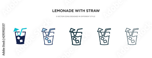 lemonade with straw icon in different style vector illustration. two colored and black lemonade with straw vector icons designed in filled, outline, line and stroke style can be used for web,