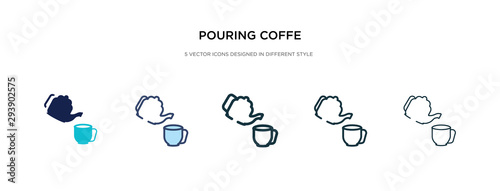 pouring coffe icon in different style vector illustration. two colored and black pouring coffe vector icons designed in filled, outline, line and stroke style can be used for web, mobile, ui