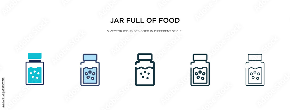 jar full of food icon in different style vector illustration. two colored and black jar full of food vector icons designed in filled, outline, line and stroke style can be used for web, mobile, ui jar full of food icon in different style vector illustration. two colored and black jar full of food vector icons designed in filled, outline, line and stroke style can be used for web, mobile, ui