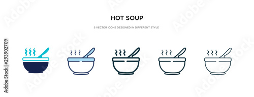 hot soup icon in different style vector illustration. two colored and black hot soup vector icons designed in filled, outline, line and stroke style can be used for web, mobile, ui