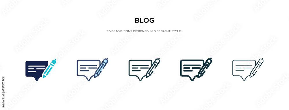 blog icon in different style vector illustration. two colored and black blog vector icons designed in filled, outline, line and stroke style can be used for web, mobile, ui