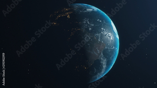 Planet earth from space.  space, planet, galaxy, stars, cosmos, sea, earth, sunset, globe.