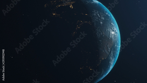 Planet earth from space. space, planet, galaxy, stars, cosmos, sea, earth, sunset, globe.