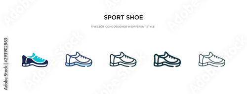 sport shoe icon in different style vector illustration. two colored and black sport shoe vector icons designed in filled, outline, line and stroke style can be used for web, mobile, ui