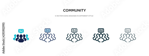 community icon in different style vector illustration. two colored and black community vector icons designed in filled, outline, line and stroke style can be used for web, mobile, ui