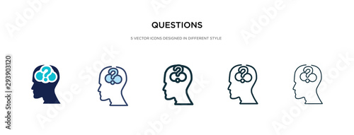 questions icon in different style vector illustration. two colored and black questions vector icons designed in filled, outline, line and stroke style can be used for web, mobile, ui