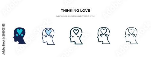thinking love icon in different style vector illustration. two colored and black thinking love vector icons designed in filled, outline, line and stroke style can be used for web, mobile, ui