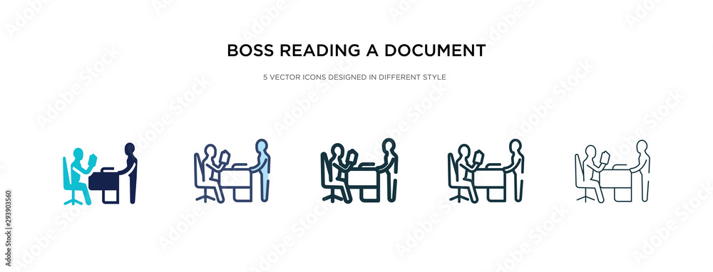 boss reading a document icon in different style vector illustration. two colored and black boss reading a document vector icons designed in filled, outline, line and stroke style can be used for boss reading a document icon in different style vector illustration. two colored and black boss reading a document vector icons designed in filled, outline, line and stroke style can be used for