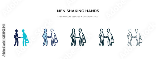 men shaking hands icon in different style vector illustration. two colored and black men shaking hands vector icons designed in filled, outline, line and stroke style can be used for web, mobile, ui