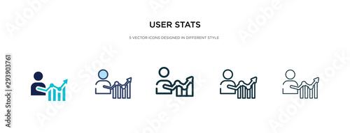 user stats icon in different style vector illustration. two colored and black user stats vector icons designed in filled, outline, line and stroke style can be used for web, mobile, ui