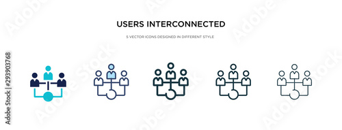 users interconnected icon in different style vector illustration. two colored and black users interconnected vector icons designed in filled, outline, line and stroke style can be used for web,