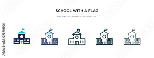 school with a flag icon in different style vector illustration. two colored and black school with a flag vector icons designed in filled, outline, line and stroke style can be used for web, mobile,