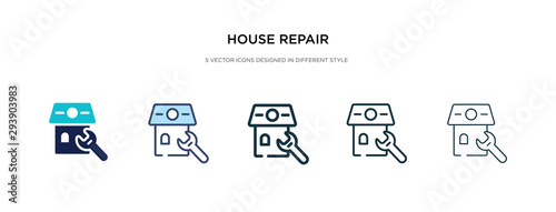 house repair icon in different style vector illustration. two colored and black house repair vector icons designed in filled, outline, line and stroke style can be used for web, mobile, ui