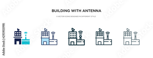 Fotografia building with antenna icon in different style vector illustration