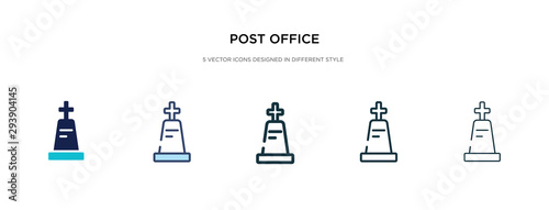 post office icon in different style vector illustration. two colored and black post office vector icons designed in filled  outline  line and stroke style can be used for web  mobile  ui