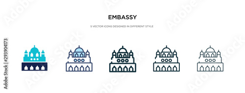 embassy icon in different style vector illustration. two colored and black embassy vector icons designed in filled, outline, line and stroke style can be used for web, mobile, ui