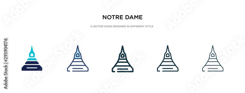 notre dame icon in different style vector illustration. two colored and black notre dame vector icons designed in filled, outline, line and stroke style can be used for web, mobile, ui