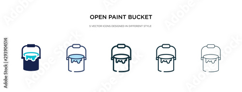 open paint bucket icon in different style vector illustration. two colored and black open paint bucket vector icons designed in filled, outline, line and stroke style can be used for web, mobile, ui