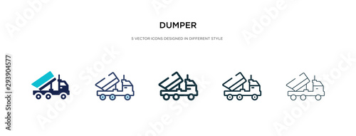 dumper icon in different style vector illustration. two colored and black dumper vector icons designed in filled  outline  line and stroke style can be used for web  mobile  ui