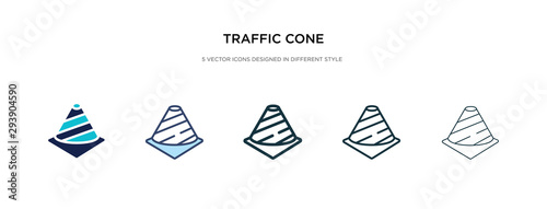 traffic cone icon in different style vector illustration. two colored and black traffic cone vector icons designed in filled, outline, line and stroke style can be used for web, mobile, ui