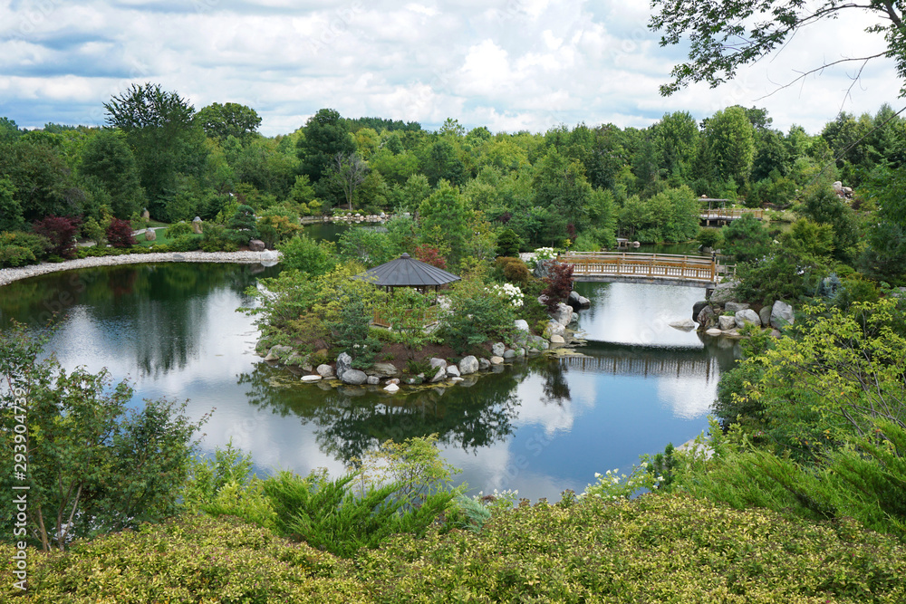 Pond and bridge in a Japanese Garden