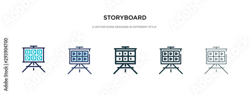 storyboard icon in different style vector illustration. two colored and black storyboard vector icons designed in filled, outline, line and stroke style can be used for web, mobile, ui