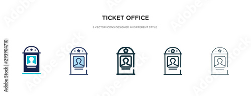 ticket office icon in different style vector illustration. two colored and black ticket office vector icons designed in filled, outline, line and stroke style can be used for web, mobile, ui