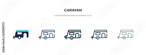 Tela caravan icon in different style vector illustration
