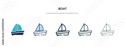 boat icon in different style vector illustration. two colored and black boat vector icons designed in filled, outline, line and stroke style can be used for web, mobile, ui
