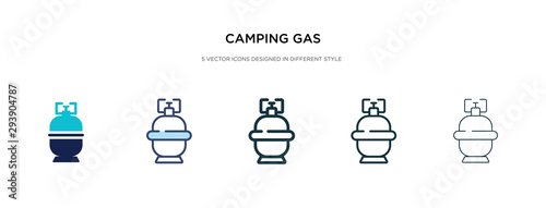 camping gas icon in different style vector illustration. two colored and black camping gas vector icons designed in filled, outline, line and stroke style can be used for web, mobile, ui