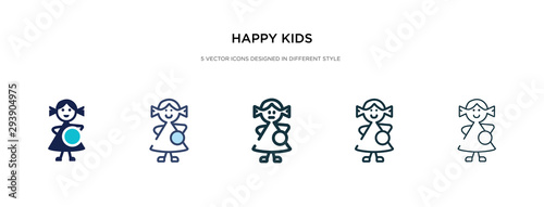 happy kids icon in different style vector illustration. two colored and black happy kids vector icons designed in filled, outline, line and stroke style can be used for web, mobile, ui