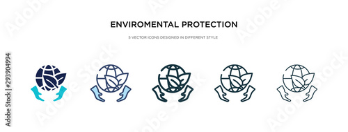 enviromental protection icon in different style vector illustration. two colored and black enviromental protection vector icons designed in filled, outline, line and stroke style can be used for photo