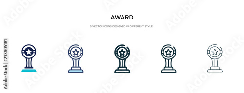 award icon in different style vector illustration. two colored and black award vector icons designed in filled, outline, line and stroke style can be used for web, mobile, ui