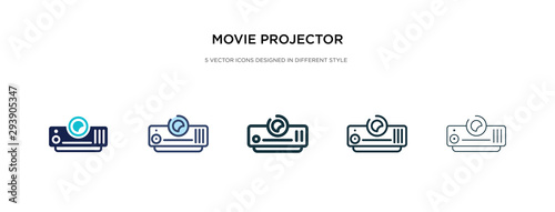 movie projector front view icon in different style vector illustration. two colored and black movie projector front view vector icons designed in filled, outline, line and stroke style can be used