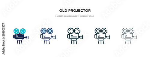 old projector icon in different style vector illustration. two colored and black old projector vector icons designed in filled, outline, line and stroke style can be used for web, mobile, ui