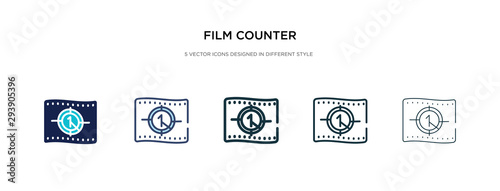 film counter icon in different style vector illustration. two colored and black film counter vector icons designed in filled, outline, line and stroke style can be used for web, mobile, ui