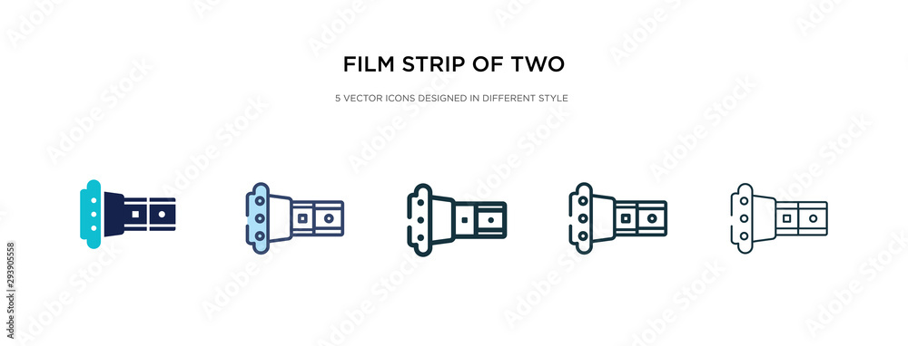 film strip of two photograms icon in different style vector illustration. two colored and black film strip of two photograms vector icons designed in filled, outline, line and stroke style can be