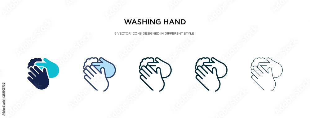 washing hand icon in different style vector illustration. two colored and black washing hand vector icons designed in filled, outline, line and stroke style can be used for web, mobile, ui