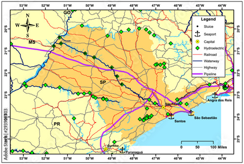 Transport infrastructure networks in the São Paulo State of Brazil 