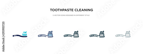 toothpaste cleaning icon in different style vector illustration. two colored and black toothpaste cleaning vector icons designed in filled, outline, line and stroke style can be used for web,