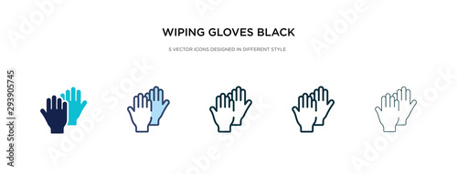 wiping gloves black pair icon in different style vector illustration. two colored and black wiping gloves black pair vector icons designed in filled, outline, line and stroke style can be used for photo